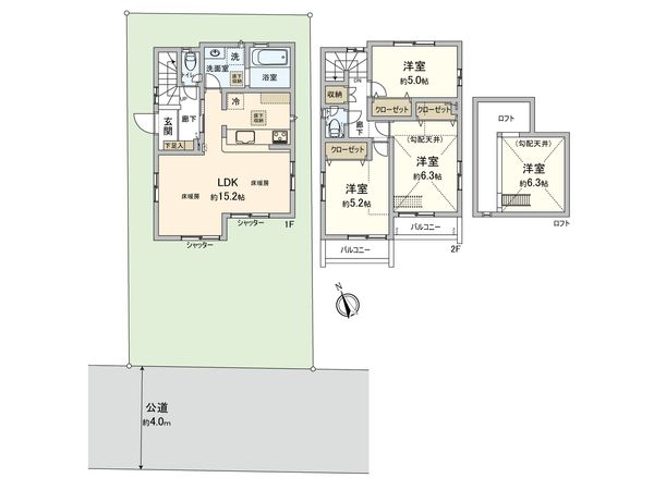府中市天神町二丁目 2号棟 間取図(平面図) 府中市天神町二丁目 2号棟 間取図(平面図)