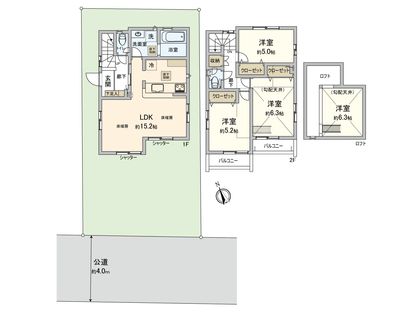 府中市天神町二丁目 2号棟 間取図(平面図)