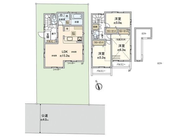 府中市天神町二丁目 2号棟 間取図(平面図) 府中市天神町二丁目 2号棟 間取図(平面図)