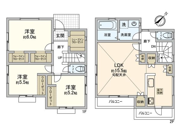 府中市住吉町1丁目 新築戸建 6号棟 間取図(平面図) 府中市住吉町1丁目 新築戸建 6号棟 間取図(平面図)