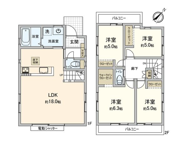 府中市住吉町1丁目 新築戸建 3号棟 間取図(平面図) 府中市住吉町1丁目 新築戸建 3号棟 間取図(平面図)