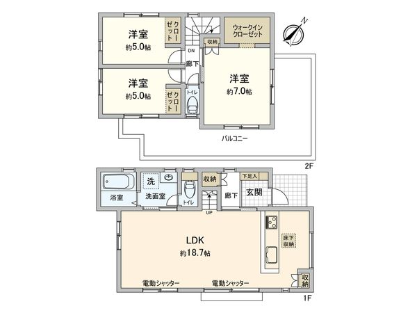 府中市住吉町1丁目 新築戸建 2号棟 間取図(平面図) 府中市住吉町1丁目 新築戸建 2号棟 間取図(平面図)