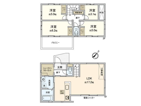府中市住吉町1丁目 新築戸建 1号棟 間取図(平面図) 府中市住吉町1丁目 新築戸建 1号棟 間取図(平面図)