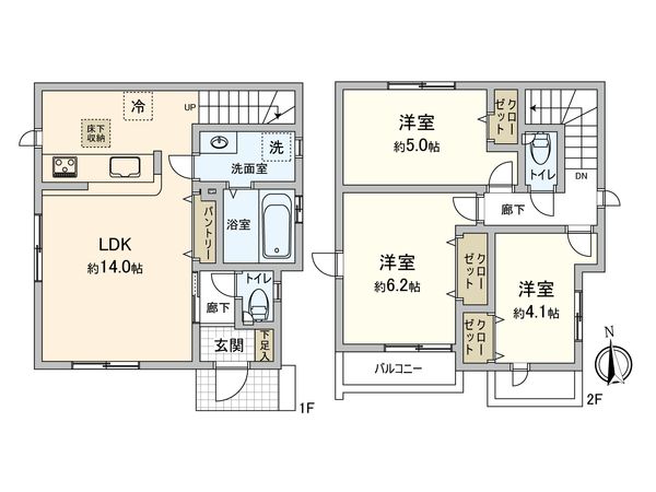 府中市新町2丁目 新築戸建 NO.2 間取図(平面図) 府中市新町2丁目 新築戸建 NO.2 間取図(平面図)