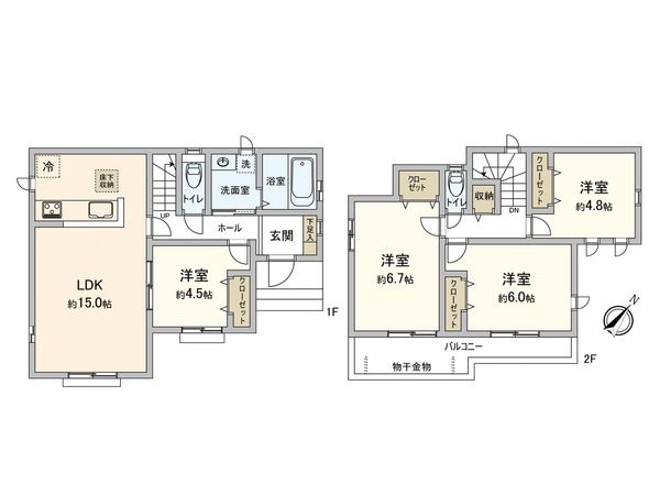 府中市四谷4丁目 新築戸建 E号棟 間取図(平面図)