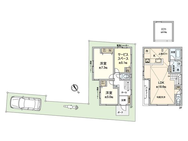 四谷1丁目 新築戸建 2号棟 間取図(平面図)
