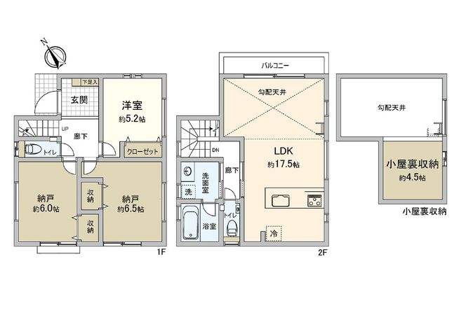 稲城市大丸新築戸建 2号棟 間取図(平面図)