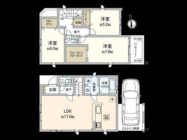国立市青柳1丁目 新築戸建 間取図(平面図) 国立市青柳1丁目 新築戸建 間取図(平面図)