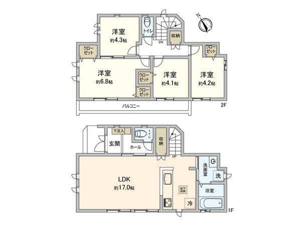 府中市南町1丁目 新築戸建 D号棟 間取図(平面図)