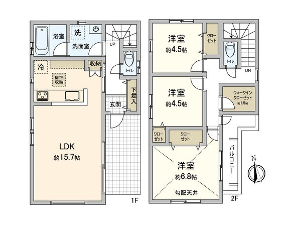 府中市若松町3丁目 新築戸建 2号棟 間取図(平面図)