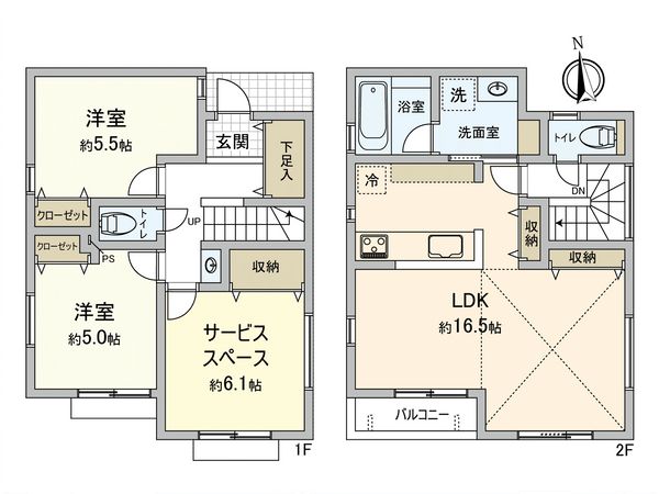 府中市若松町3丁目 新築戸建 3号棟 間取図(平面図) 府中市若松町3丁目 新築戸建 3号棟 間取図(平面図)