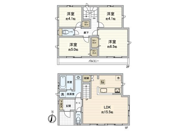 府中市矢崎町4丁目 新築戸建て B号棟 間取図(平面図)