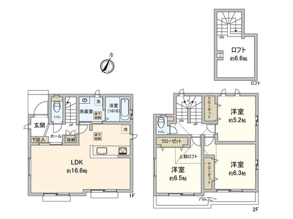 府中市浅間町4丁目 新築戸建 A号棟 間取図(平面図) 府中市浅間町4丁目 新築戸建 A号棟 間取図(平面図)