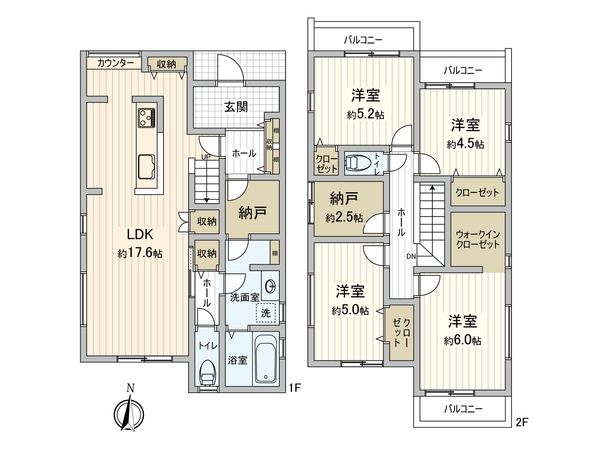 府中市若松町3丁目 新築戸建 4号棟 間取図(平面図) 府中市若松町3丁目 新築戸建 4号棟 間取図(平面図)