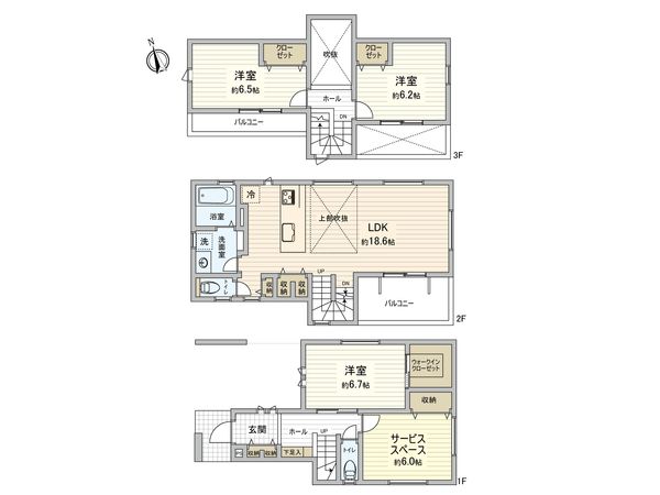 府中市白糸台3丁目 新築戸建 1号棟 間取図(平面図) 府中市白糸台3丁目 新築戸建 1号棟 間取図(平面図)
