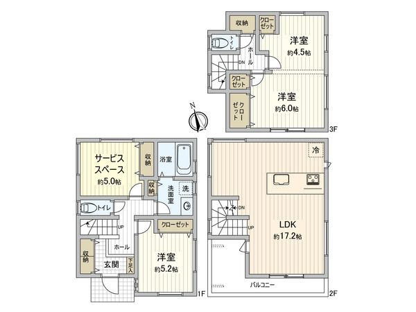 府中市白糸台3丁目 新築戸建 2号棟 間取図(平面図) 府中市白糸台3丁目 新築戸建 2号棟 間取図(平面図)