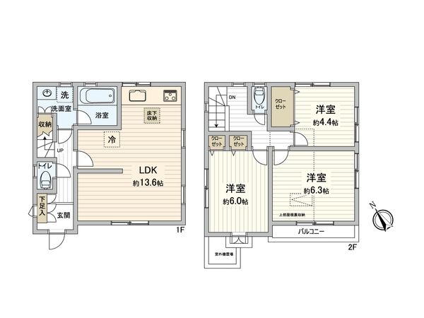府中市本町2丁目 戸建 間取図(平面図) 間取図(平面図)