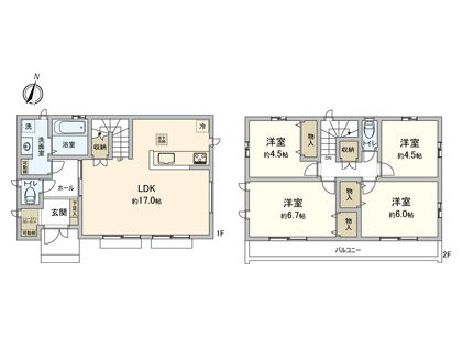 府中市日新町5丁目 新築戸建C号棟 間取図(平面図)