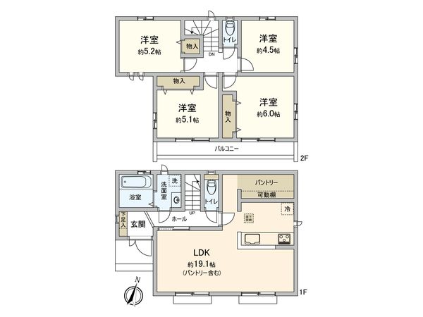 府中市日新町5丁目 新築戸建E号棟 間取図(平面図)