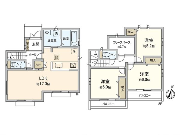 府中市日新町5丁目 新築戸建P号棟 間取図(平面図)