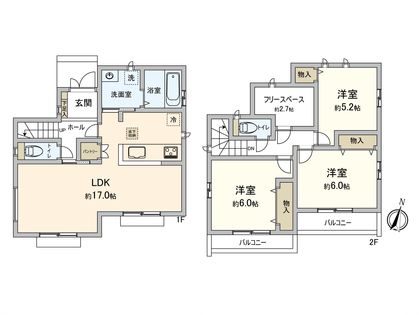 府中市日新町5丁目 新築戸建P号棟 間取図(平面図)