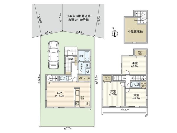 府中市小柳町4丁目 新築戸建 間取図(平面図) 府中市小柳町4丁目 新築戸建 間取図(平面図)