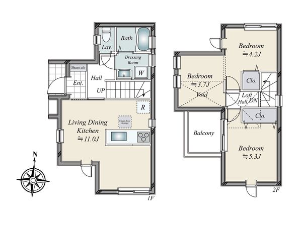 府中市若松町3丁目 新築戸建 間取図(平面図) 府中市若松町3丁目 新築戸建 間取図(平面図)