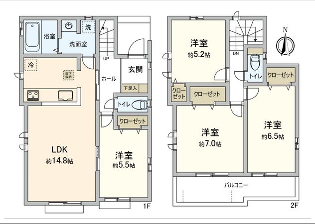 府中市栄町2丁目 新築戸建 C号棟 間取図(平面図) 府中市栄町2丁目 新築戸建 C号棟 間取図(平面図)