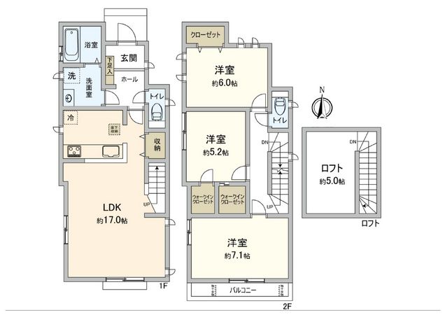 府中市栄町2丁目 新築戸建 A号棟 間取図(平面図) 府中市栄町2丁目 新築戸建 A号棟 間取図(平面図)