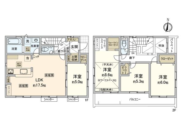 四谷二丁目 新築戸建 4号棟 間取図(平面図) 四谷二丁目 新築戸建 4号棟 間取図(平面図)
