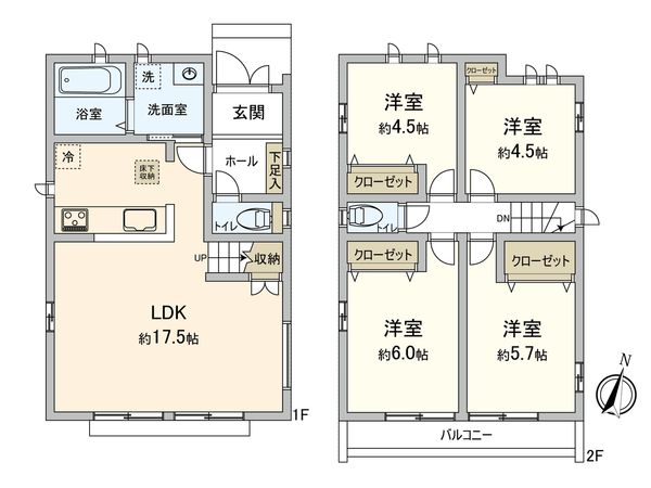 府中市日新町5丁目 N号棟 間取図(平面図) 間取図(平面図)