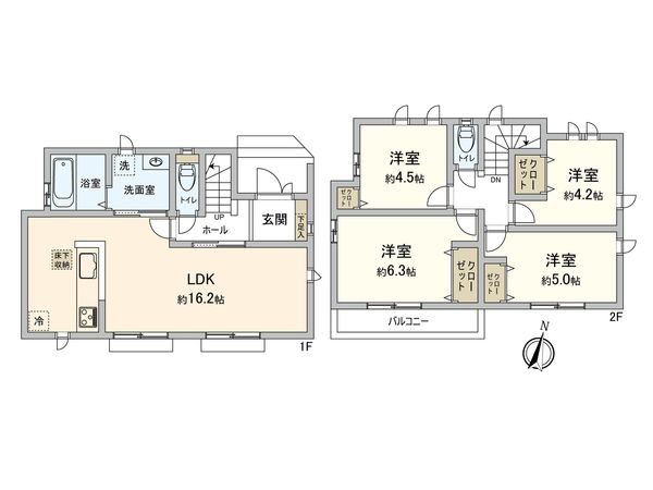 府中市日新町5丁目 I号棟 間取図(平面図) 間取図(平面図)