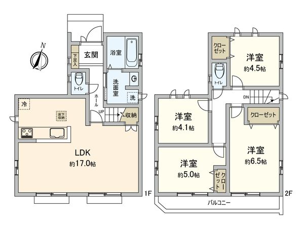 府中市日新町5丁目 K号棟 間取図(平面図) 間取図(平面図)