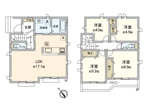 府中市住吉町3丁目 新築戸建A号棟 間取図(平面図) 間取図(平面図)