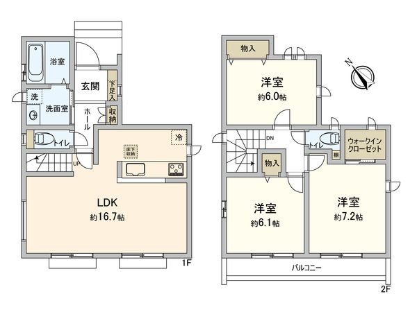 府中市住吉町3丁目 新築戸建C号棟 間取図(平面図) 間取図(平面図)