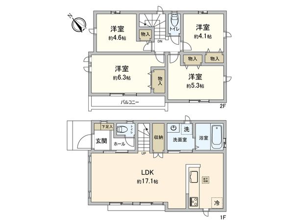 府中市住吉町3丁目 新築戸建D号棟 間取図(平面図) 間取図(平面図)
