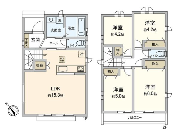 府中市住吉町3丁目 新築戸建F号棟 間取図(平面図) 間取図(平面図)