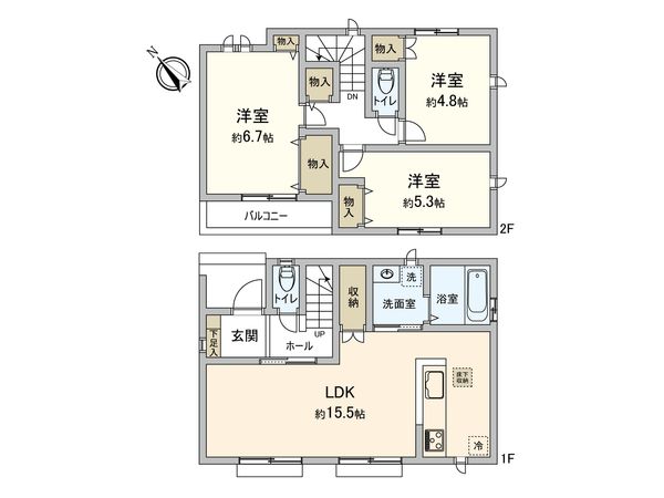 府中市住吉町3丁目 新築戸建G号棟 間取図(平面図) 府中市住吉町3丁目 新築戸建G号棟 間取図(平面図)