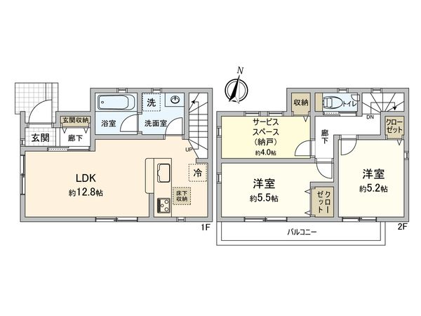 府中市小柳町1丁目 1号棟 新築戸建 間取図(平面図) 府中市小柳町1丁目 1号棟 新築戸建 間取図(平面図)