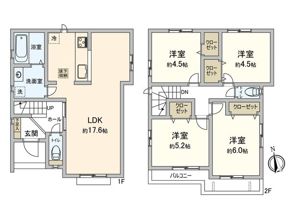 府中市日新町三丁目 戸建 E号棟 間取図(平面図) 府中市日新町三丁目 戸建 E号棟 間取図(平面図)
