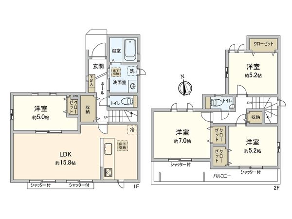 府中市日新町三丁目 戸建 H号棟 間取図(平面図) 府中市日新町三丁目 戸建 H号棟 間取図(平面図)