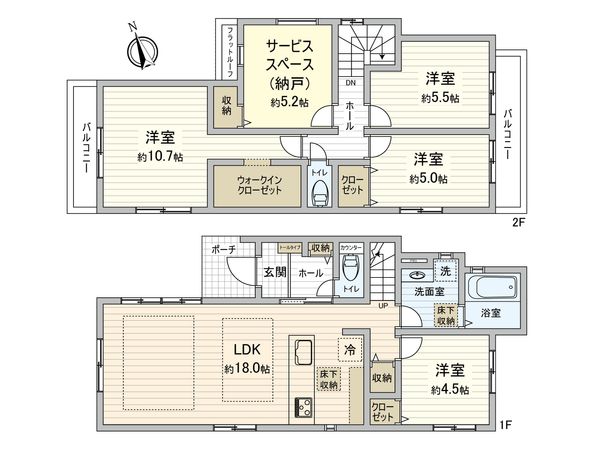 府中市西府町3丁目 新築戸建 1号棟 間取図(平面図)