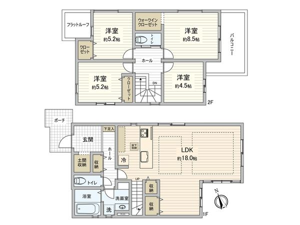 府中市西府町3丁目 新築戸建 2号棟 間取図(平面図)
