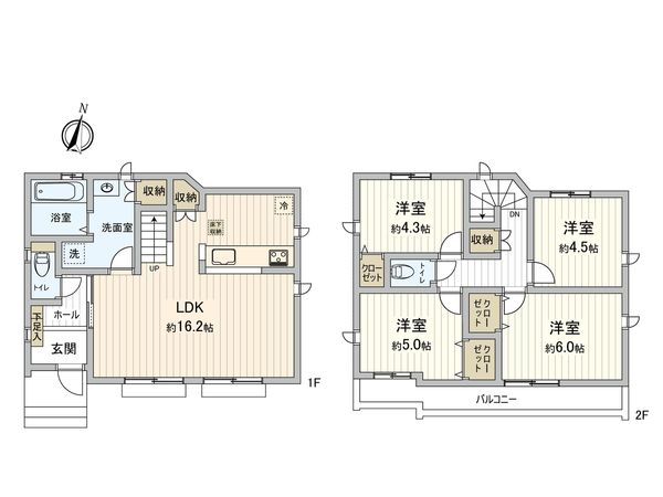 府中市日新町5丁目 新築戸建 3号棟 間取図(平面図) 府中市日新町5丁目 新築戸建 3号棟 間取図(平面図)