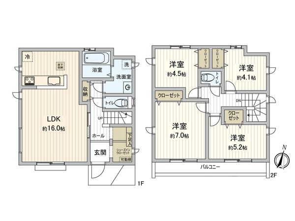 府中市日新町5丁目 新築戸建 1号棟 間取図(平面図) 府中市日新町5丁目 新築戸建 1号棟 間取図(平面図)