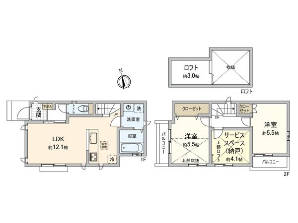 府中市若松町四丁目 B号棟 間取図(平面図) 府中市若松町四丁目 B号棟 間取図(平面図)