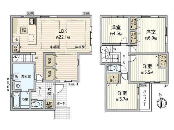 府中市四谷3丁目 新築戸建 間取図(平面図) 府中市四谷3丁目 新築戸建 間取図(平面図)