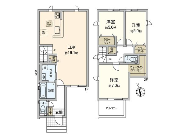 府中市四谷6丁目 戸建 1号棟 間取図(平面図)