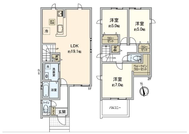 府中市四谷6丁目 戸建 1号棟 間取図(平面図) 府中市四谷6丁目 戸建 1号棟 間取図(平面図)