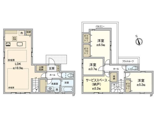 府中市分梅町5丁目 新築戸建1号棟 間取図(平面図)